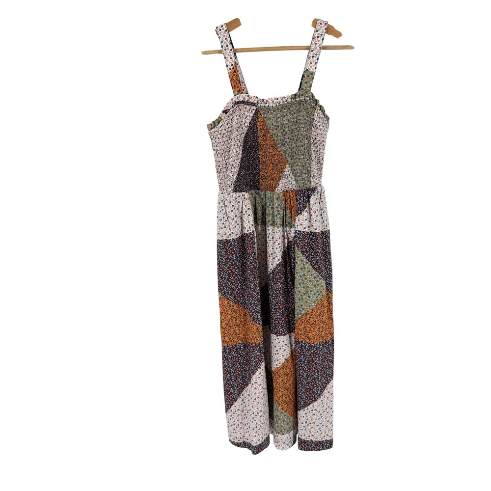Universal Thread Patchwork Floral Midi Dress Multicolor S Smocked Boho Dress